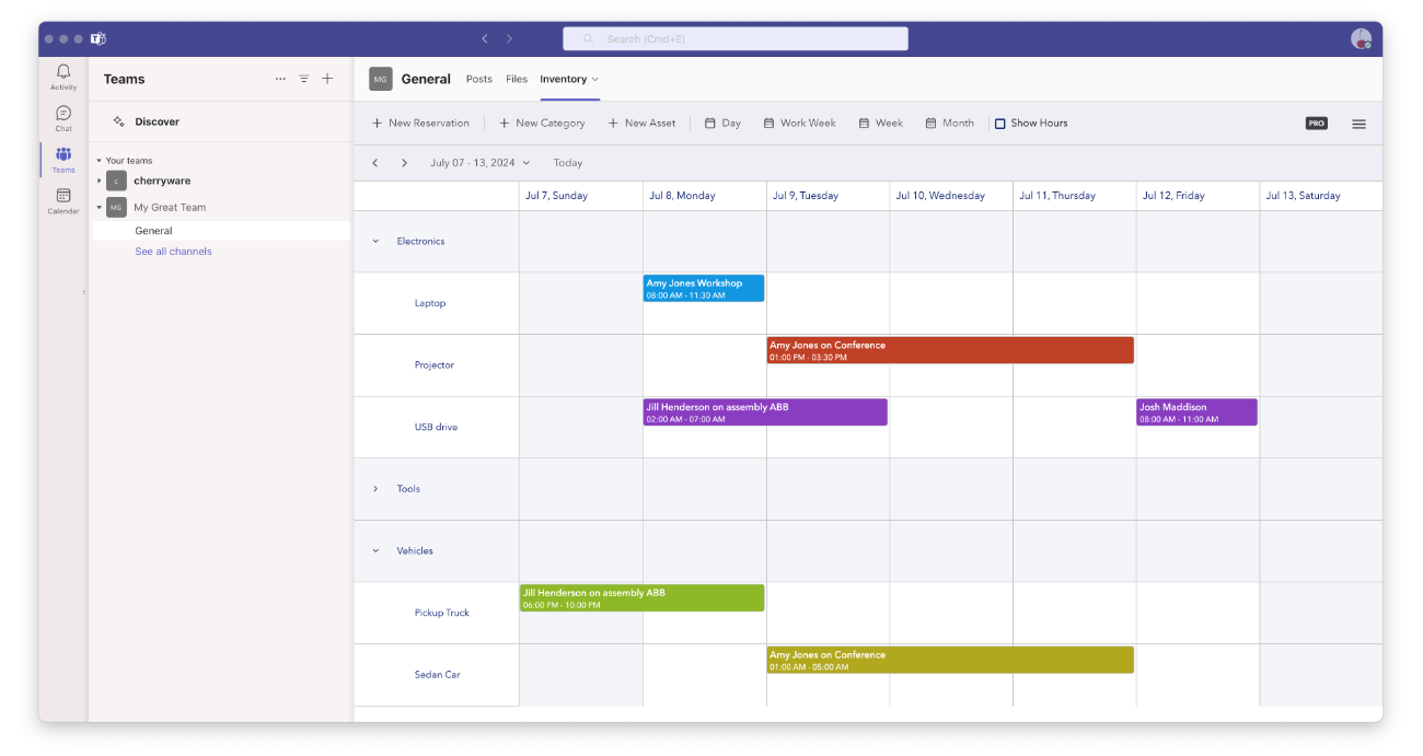 Inventory & Asset Reservation for Microsoft Teams